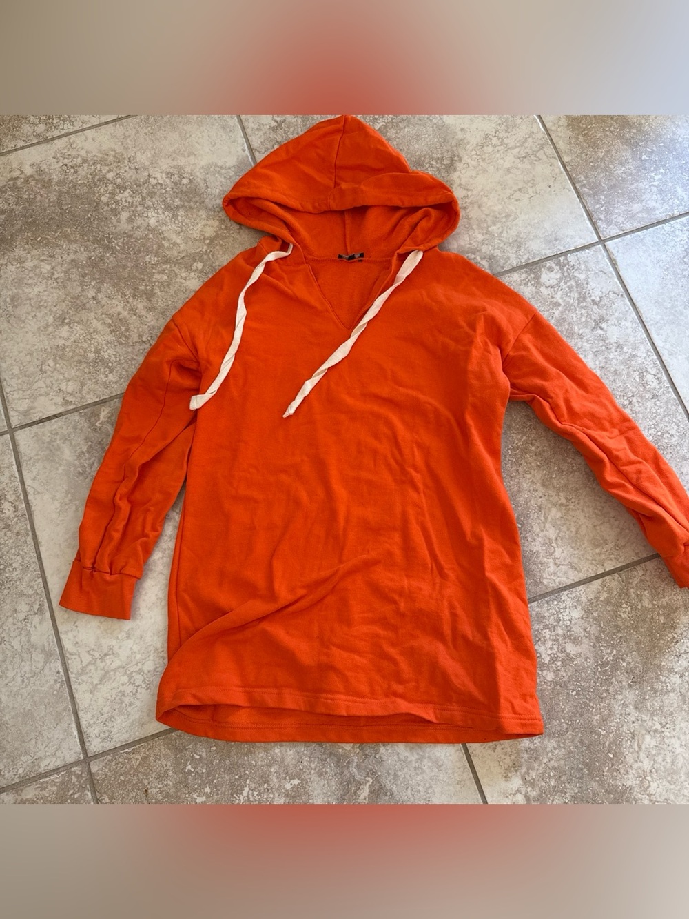 Boohoo Orange Hoodie Tunic with Drawstring